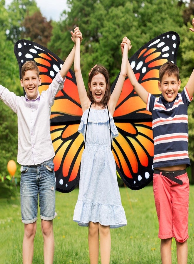 ojustbeok Large Monarch Butterfly Wings for Girls Costume Accessories Double Sided Butterfly Wings Costumes Fairy Dress Up Accessories for Kids Birthday Princess Cosplay Dress Up Party Halloween Photo Props - Image 5